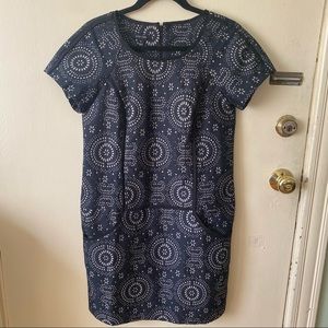 Ivy + Blu navy blue eyelet shift dress